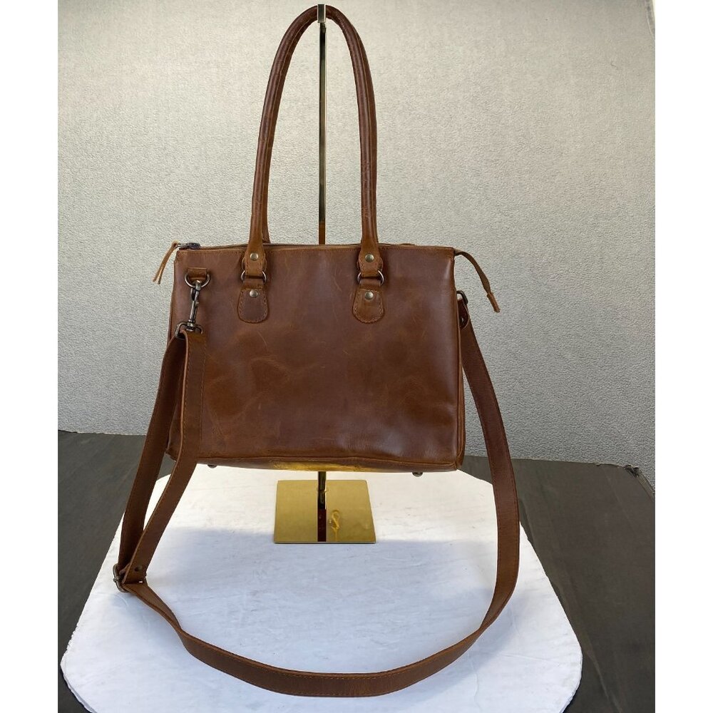 Women's Tote Genuine Excellent Brown Leather Shoulder Lady Purse Crossbody Bag - Picture 2 of 15